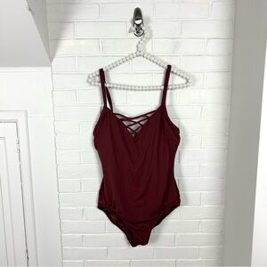 Seafolly Australia Maroon One Piece Active Underwire Swimsuit Size US 10